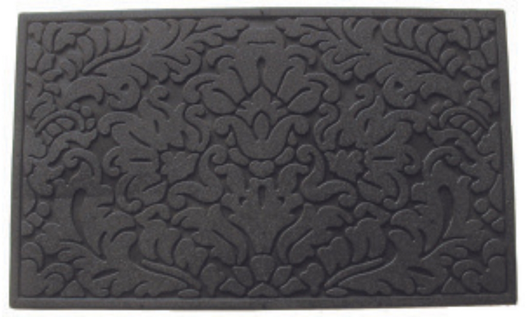 G308 18 x 30 in. Leaf Sculpted Welcome Doormat, Black - Rubber