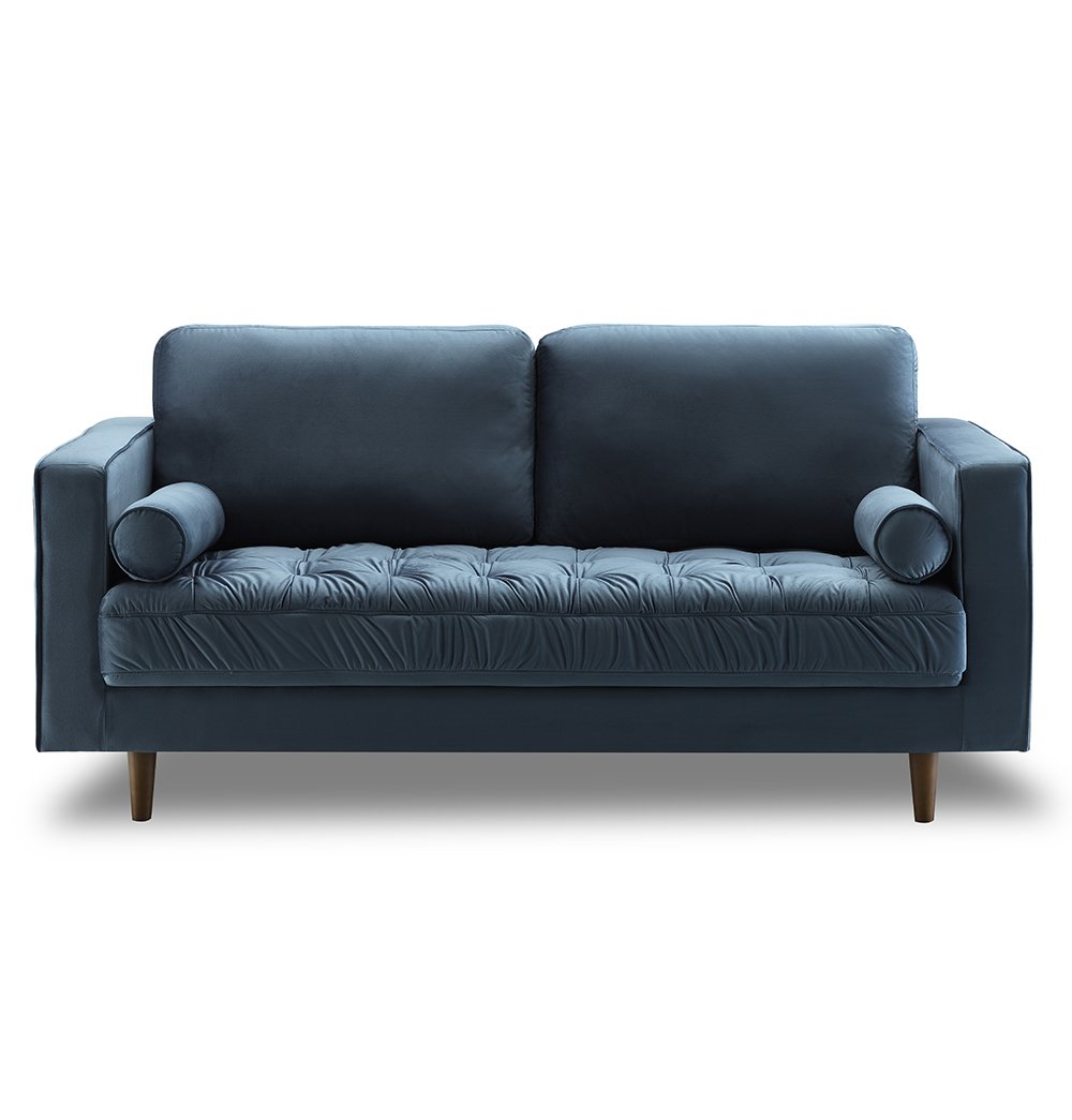Mw98-2s-yk15002-61 Bente Tufted Velvet Loveseat 2-seater Sofa - Light Blue