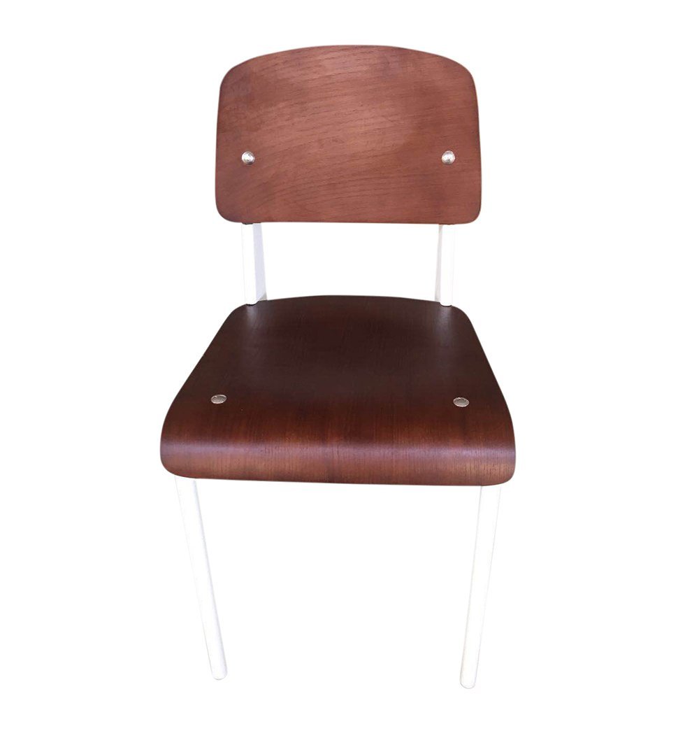 Ws-005-whiteframe-walnutseat Standard Chair - Walnut Seat & Back & White Frame