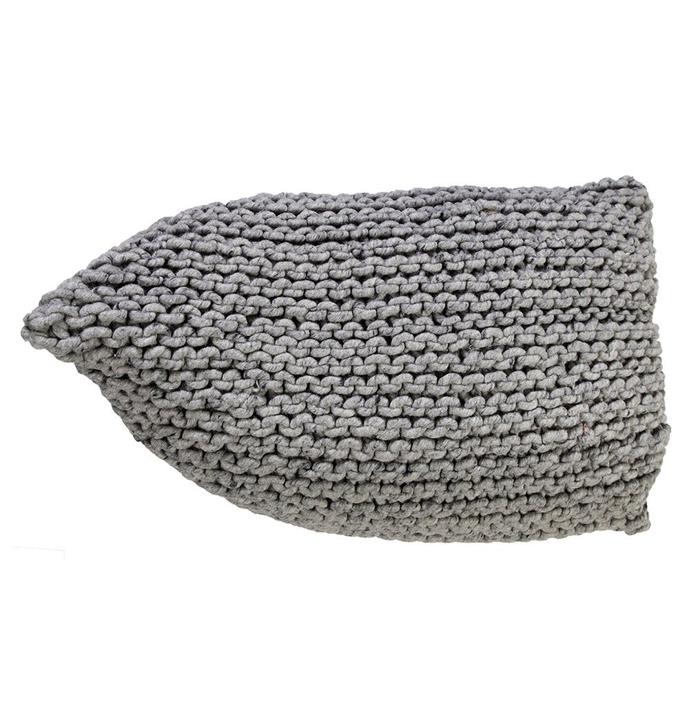 Kbew-70x110-natgrey Handmade Knitted Woolen Beanbag - Natural Grey