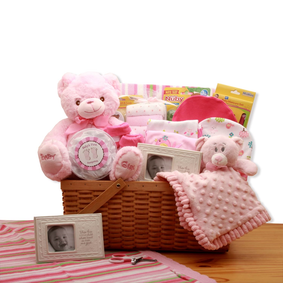 890792-p My First Teddy Bear New Baby Gift Basket - Pink