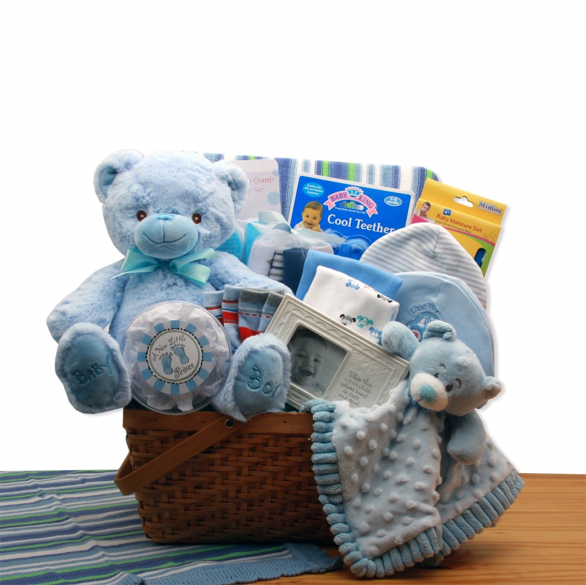 890792-b My First Teddy Bear New Baby Gift Basket - Blue