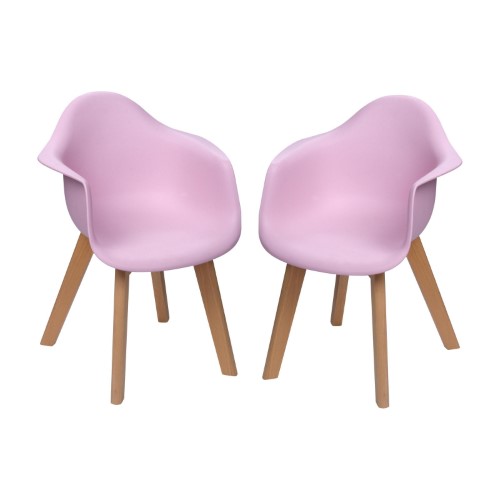 3071p Mid-century Modern Kids Arm Chairs, Pink - 14 X 16.5 X 22.5 In. - Set Of 2