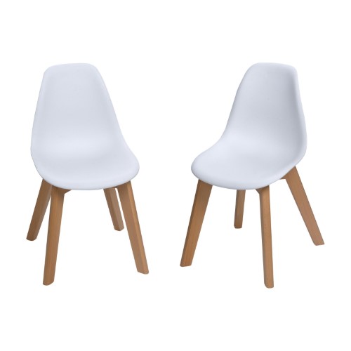 3072w Mid-century Modern Kids Chair, White - 12.5 X 12.5 X 22.5 In. - Set Of 2