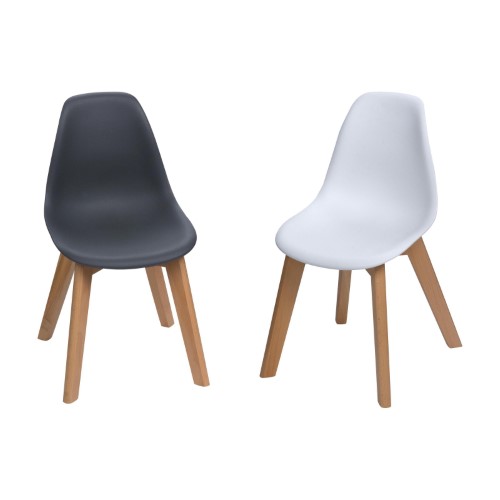 3072gw Mid-century Modern Kids Chair, Gray & White - 12.5 X 12.5 X 22.5 In. - Set Of 2