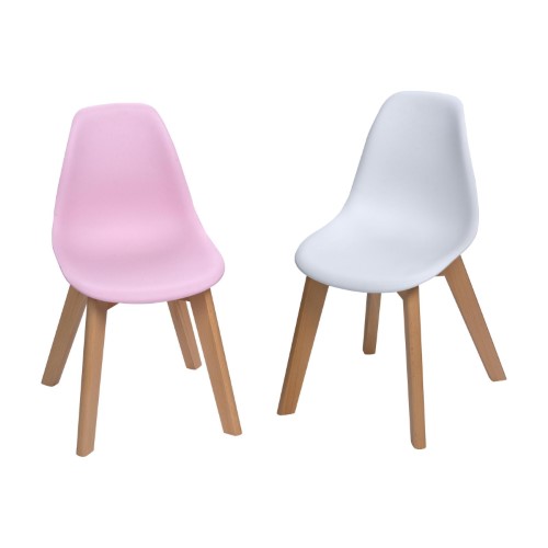 3072pw Mid-century Modern Kids Chair, Pink & White - 12.5 X 12.5 X 22.5 In. - Set Of 2