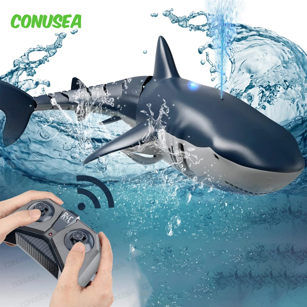 NM58964 RC Shark Whale Spray Water Toy Remote Controlled Boat Ship Submarine Robots Fish Electric Toys for Kids Boys