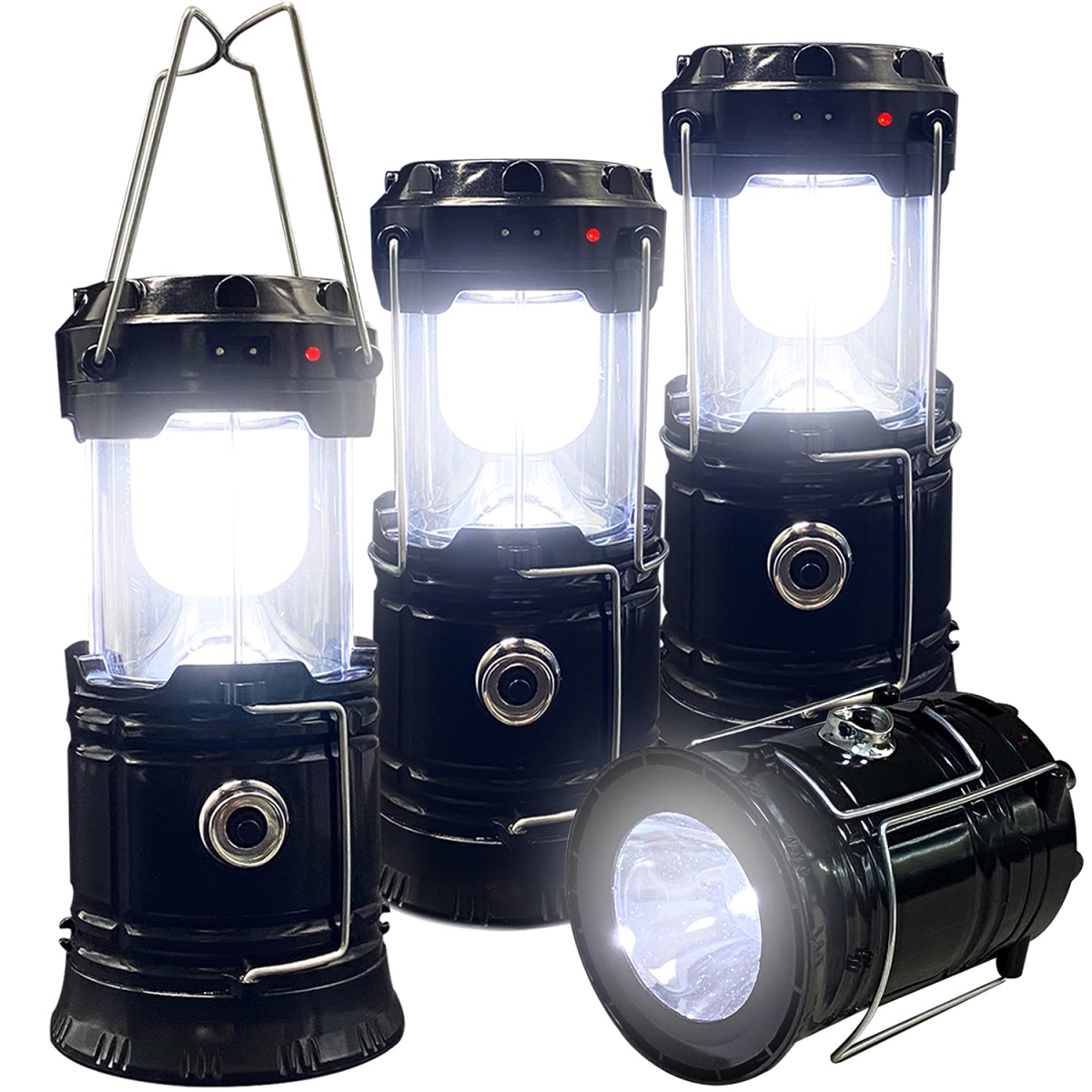 NT84141 Collapsible Portable LED Camping Lantern XTAUTO Solar USB Rechargeable - Pack of 4