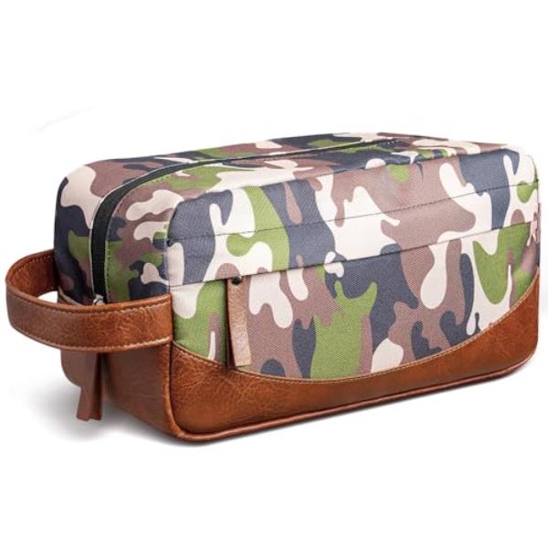 NT87094 Men Hanging Toiletry Bag for Water Resistant Shaving Kit, Large Capacity, Camo-Bright Green – Medium