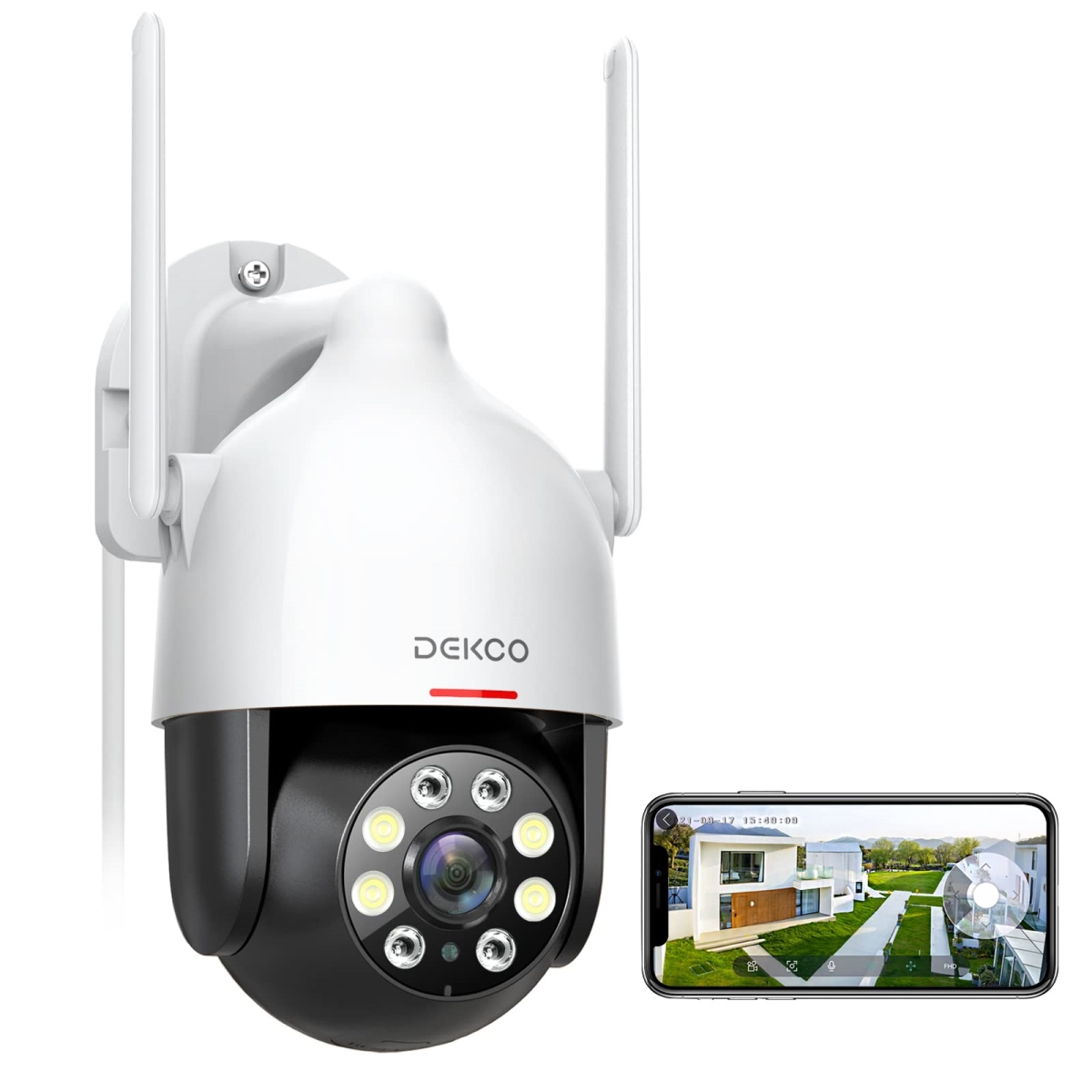 NT87315 DEKCO 2K Wi-Fi Surveillance Security Camera, Pan-Tilt 360 Deg View, 3MP, Motion Detection, 2-Way Audio, Night Vision