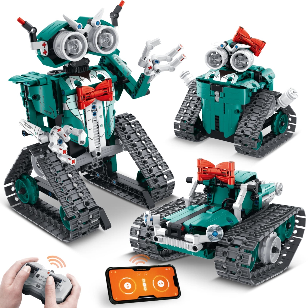 NT85714 APP Remote Control STEM Building Kits for Kids - 3-in-1 Remote Control Robot Car Toys - 8-12 Age - 440 Piece