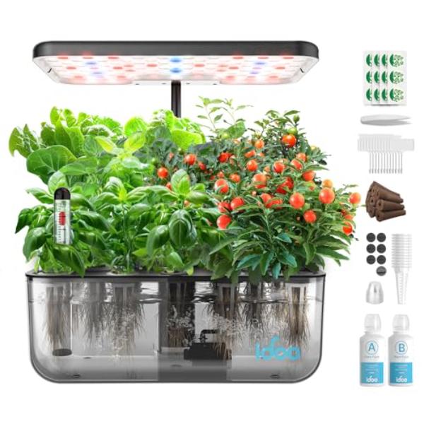 NT87651 iDOO Hydroponics Growing System Kit 12 Pods, Indoor Herb Garden with LED Grow Light