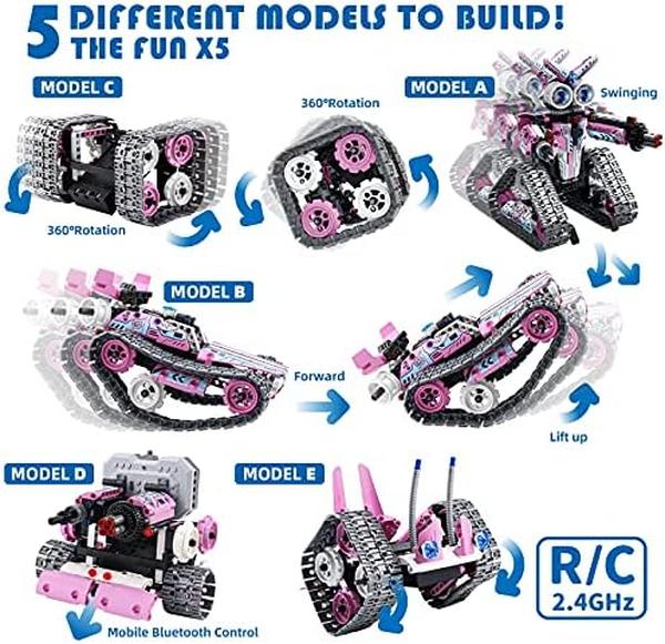 NM55688 Girls Remote Control Robot Building Kit, Stem Pink