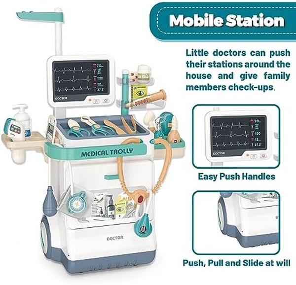 NM55977 Pretend Medical Station Doctor Toy Kit for Kids - 26 Piece
