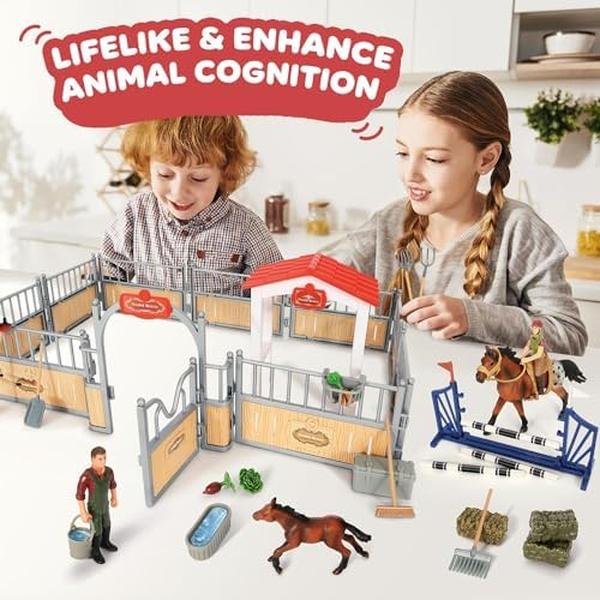 NM56007 Stable Horse Toys Playset for Girls & Boys