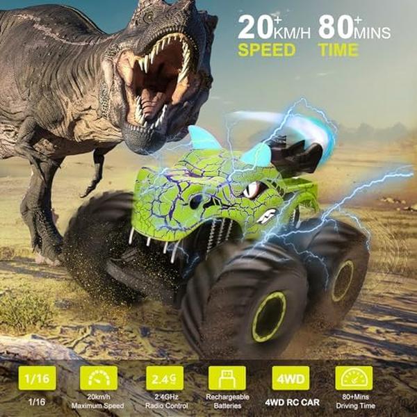 NM56463 Remote Control Dinosaur Car Toys for Kid Boys - Green