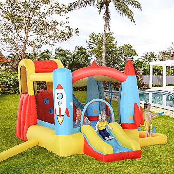 NM56567 4-in-1 Kids Inflatable Bounce House Jumping Castle with 2 Slides