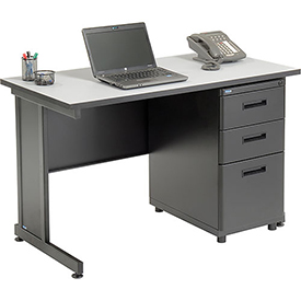 Office Desk with 3 Drawers, Gray - 48 x 24 in.