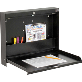 Folding Wall Mounted Locking Shop Desk, 20 x 3.38 x 16.38 in. - Black