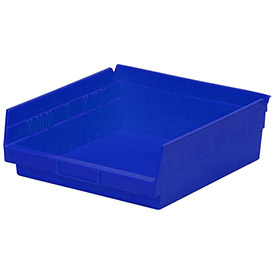 184845BL Plastic Shelf Storage Bin - Nestable 11.13 x 11.63 x 4 in. - Blue