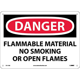 601858A Signs with Safety Message Legend-Danger Flammable Material, White, Black & Red