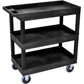987976BK E-Series Black 3-Shelf Tub Cart, 35.25 x 18 in. - 500 lbs