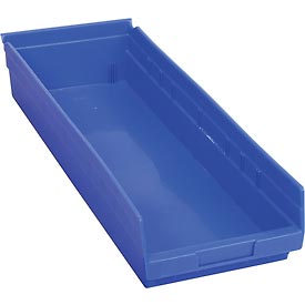 334190BL Plastic Shelf Storage Bin - Nestable 8.38 x 23.63 x 4 in. - Blue
