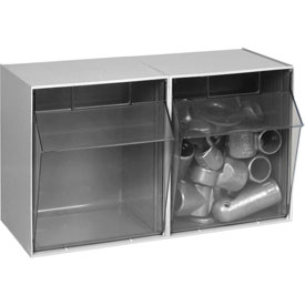 Tilt Out Storage Bin - 2 Compartments, Gray
