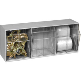 Tilt Out Storage Bin - 3 Compartments, Gray