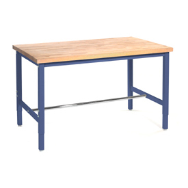 Adjustable Maple Butcher Block Workbench - Blue - 72 x 30 in. - 5000 lbs Capacity