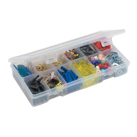 345500 8.25 X 4.25 X 1.38 In. Stowaway 6-12 Adjustable Compartment Box, Clear - Pack Of 6