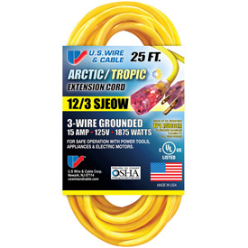 UPC 044882100144 product image for U.S. Wire And Cable 88025 25 ft. Three Conductor Yellow Artic & Tropic Cord 1.67 | upcitemdb.com