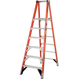 Ladder P7406 6 Ft. Fiberglass Platform Step Ladder - 375 Lbs Capacity, Orange