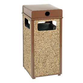 UPC 707022015585 product image for 239576BN 13.5 in. sq. x 35 in. Stone Panel Trash, Weather Urn Brown | upcitemdb.com