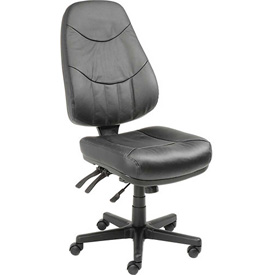 Leather High Back Multifunctional Office Chair - Black
