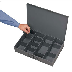 215-95 13.38 X 9.25 X 2 In. Steel Scoop Compartment Box Gray - Adjustable Compartment - Pack Of 6