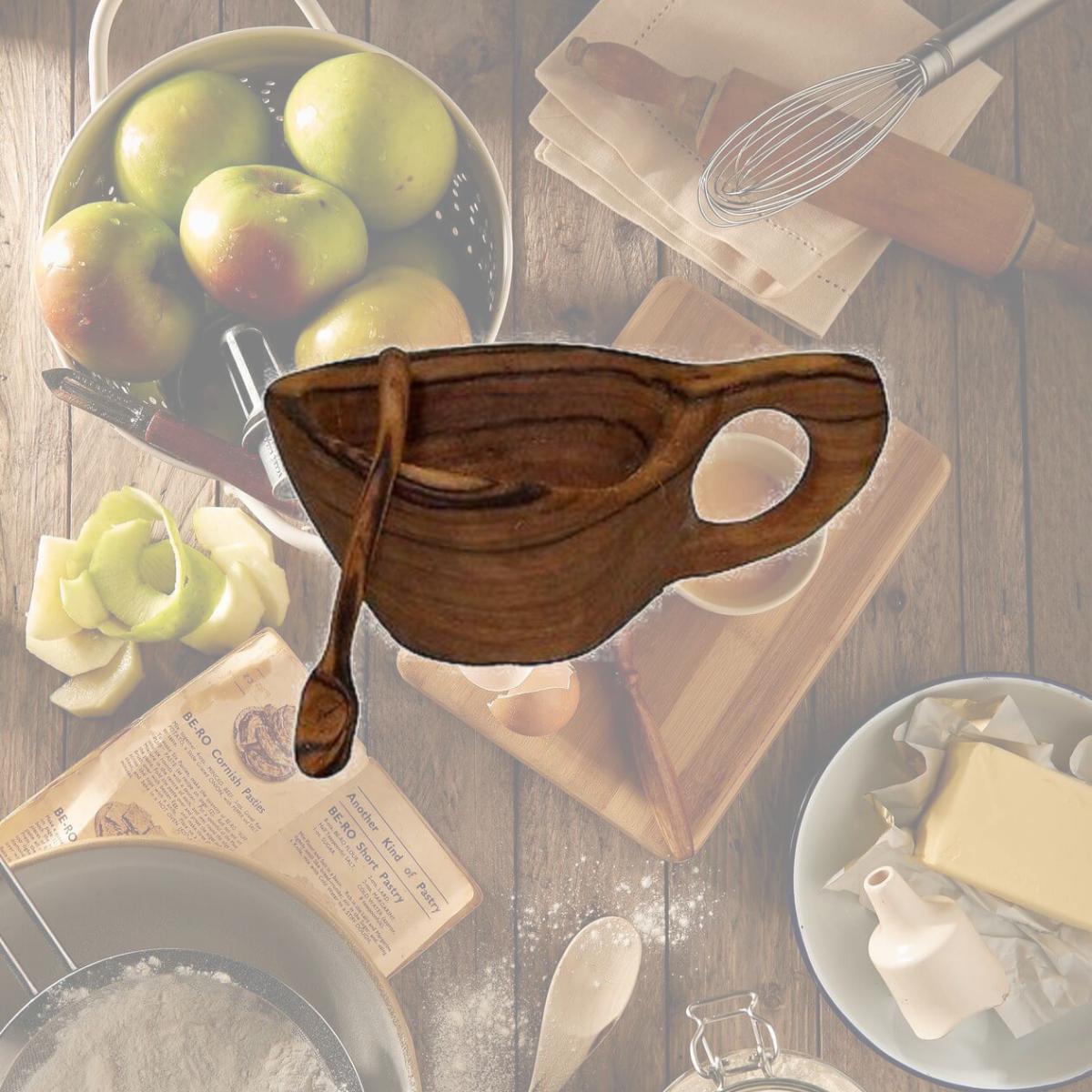 Picture of Kahero KWF006 Handmade & Fair Trade Reclaimed Olive Wood Salt Pot & Spoon
