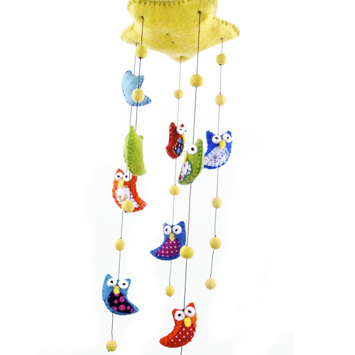 Glg2330-596020 Handmade & Fair Trade Felt Owl Mobile - Bright Colors