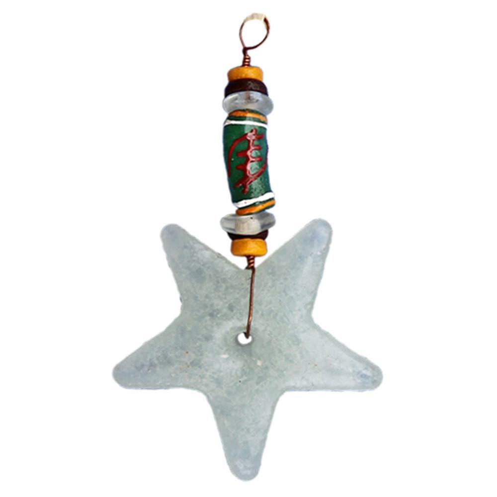 Gm50102100-595204 Handmade & Fair Trade Adinkra Nyame Star Ornament, White
