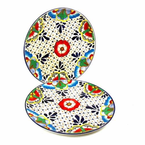 Mc110d-s2 11.8 In. Dinner Plates, Dots & Flowers - Set Of 2