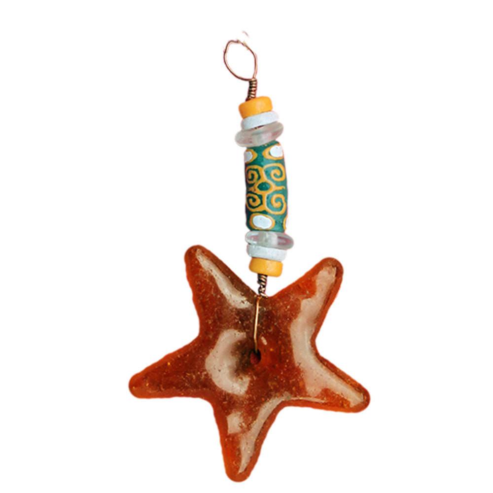 Gm50102200-595205 Handmade & Fair Trade Strength Star Ornament, Amber