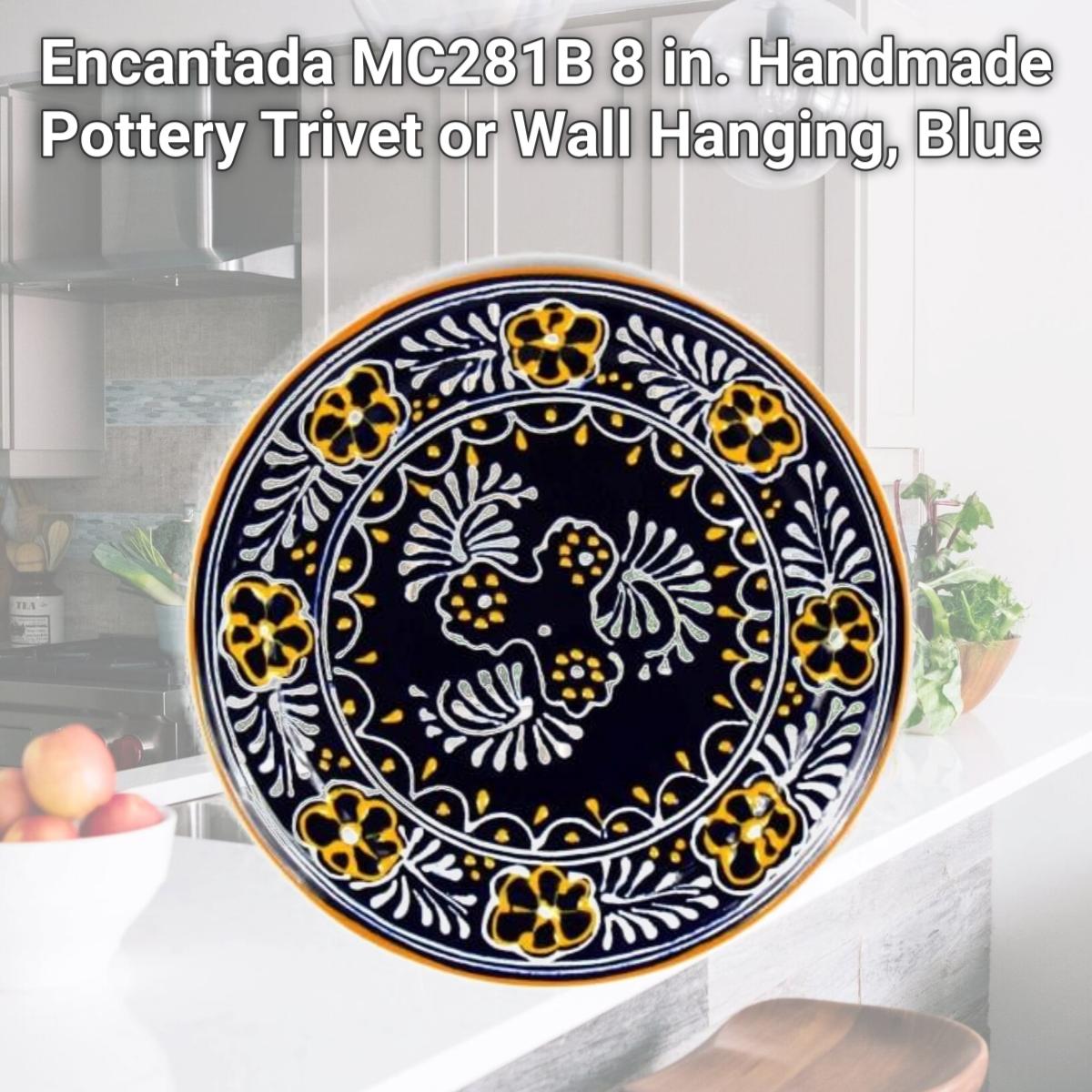 Picture of Encantada MC281B 8 in. Handmade Pottery Trivet or Wall Hanging, Blue