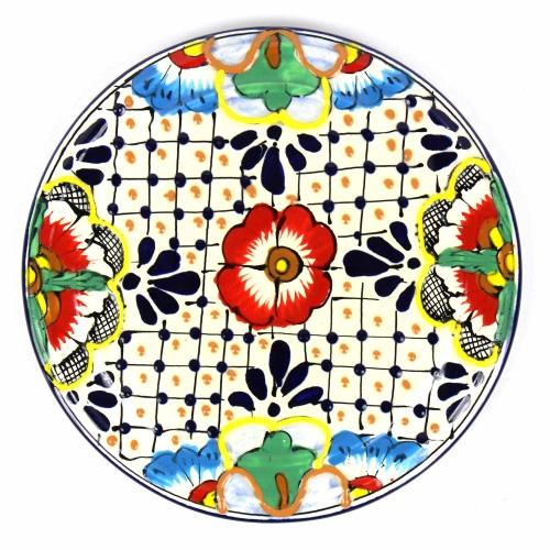 Mc281d 8 In. Handmade Pottery Trivet Or Wall Hanging, Dots & Flowers