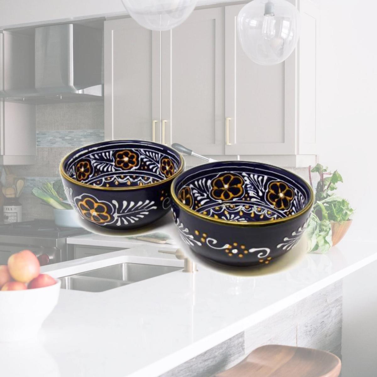 Picture of Encantada MC319B-S2 Half Moon Bowls, Blue - Set of 2