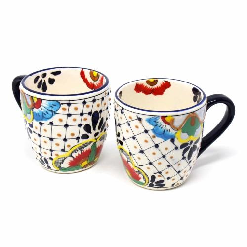 Mc355d-s2 Rounded Mugs, Dots & Flowers - Set Of 2