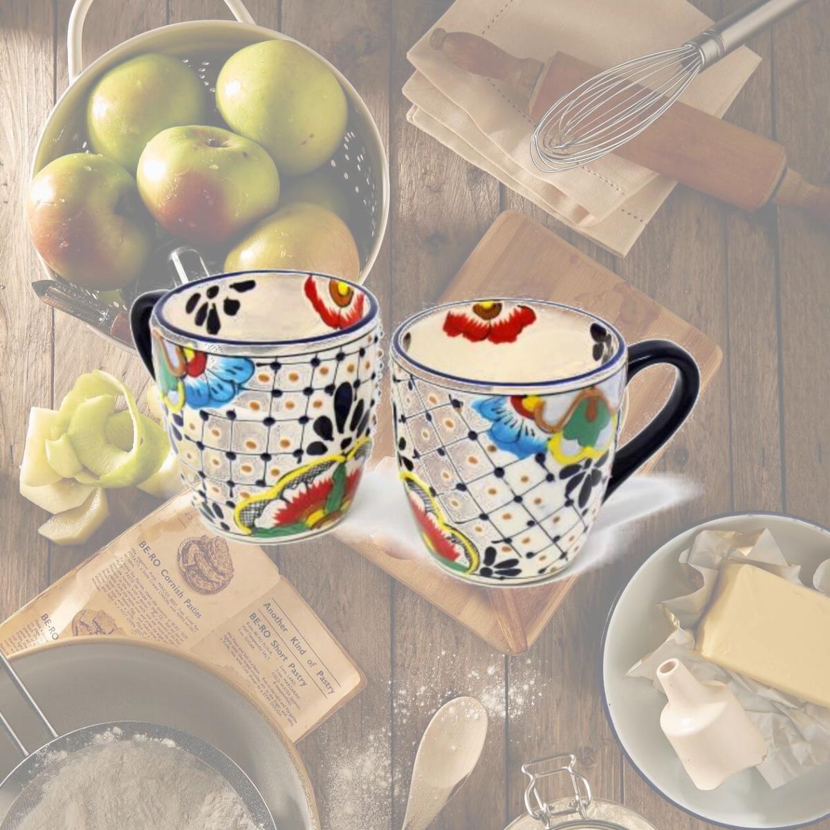 Picture of Encantada MC355D-S2 Rounded Mugs, Dots & Flowers - Set of 2