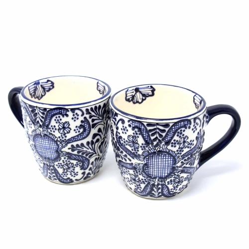 Mc355f-s2 Rounded Mugs, Dots & Flowers - Set Of 2