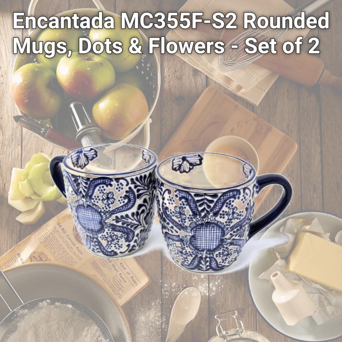 Picture of Encantada MC355F-S2 Rounded Mugs, Dots & Flowers - Set of 2