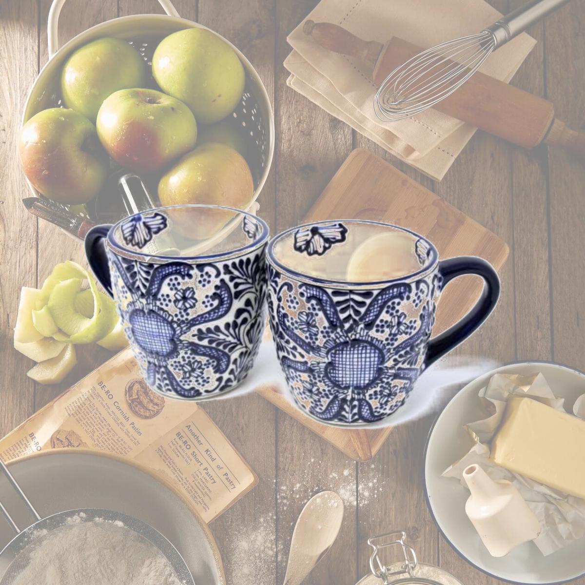 Picture of Encantada MC355F-S2 Rounded Mugs, Dots & Flowers - Set of 2
