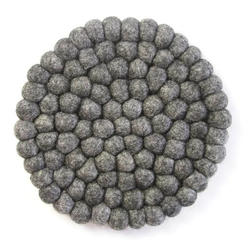 Glg50052-01l Hand Crafted Felt Ball Trivets, Round - Dark Grey